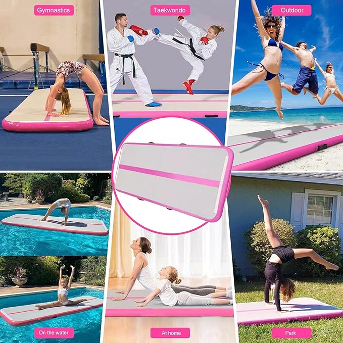Inflatable Air Gymnastics Mat 10ft Training Mat 4 inches Thick Tumbling Track with Electric Pump for Gym/Home/Outdoor/Cheerleading/Yoga/Water