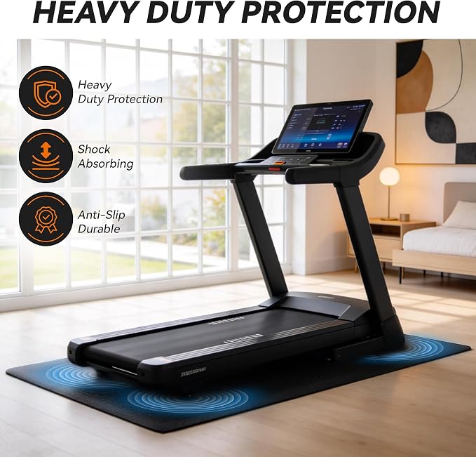 Treadmill Mat for Carpet &Hardwood Floors, 79" × 39.4" 0.2" Thick High Density, Non-Slip Fitness Equipment Mat, Mat for Under Treadmills, Elliptical, Exercise Bikes, Stationary Cycles