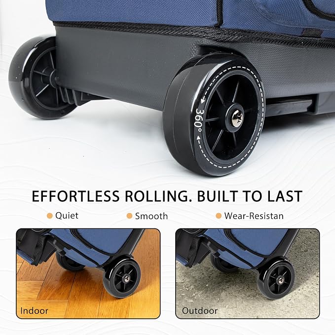 Goloni Double Roller 2 Ball Bowling Bag with Separate Shoe Compartment,2 Ball Bowling Bag with Wheels,Retractable Handle Extends to 40"