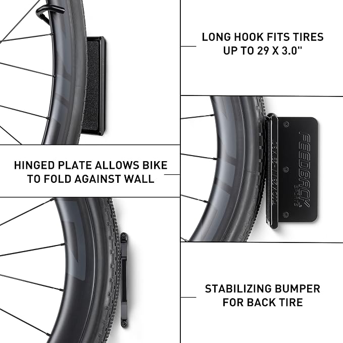FEEDBACK SPORTS | Velo Hinge 2.0 (Single) Pivoting Swivel Bike Wall Mount | Vertical Bicycle Hanger | Garage Fold Away Bike Hook | Road, Gravel, Mountain Bike Compatible