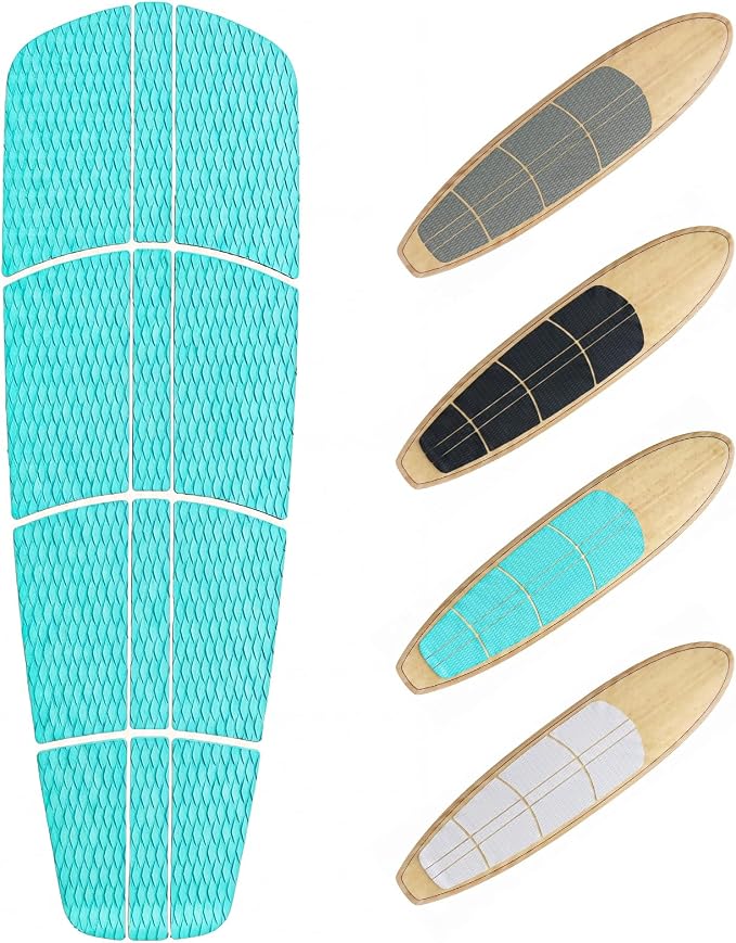 Nuanchu 12 Pcs Sup Deck Traction Pad Tail Pads Skid Proof for Stand up Paddle Board Long Board Surfboard Performance EVA 23.62 x 11.5 x 2 Inches