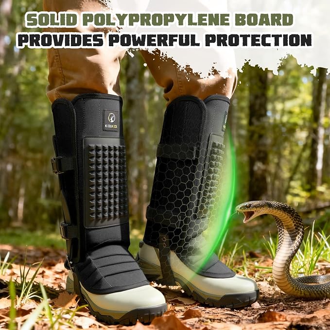 Kalkal Snake Gaiters, 1200D Waterproof Snake Chaps Snake Gaiters for Men Women, Adjustable Snake Bite Protection Snake Guards for Legs Men, Snake Proof Gaiters for Hiking Hunting