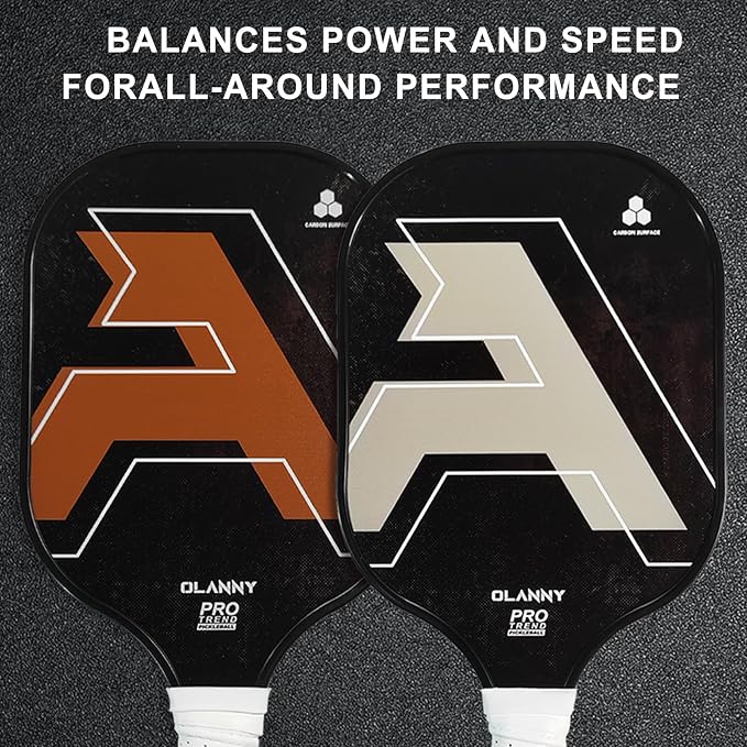 OLANNY Graphite Pickleball Paddles Set- Premium Rackets Fiber Face & Polymer Honeycomb Core Pickleball Set Includes Pickleball Paddles + Pickleball Balls+ Replacement Soft Grip + 1 Bag