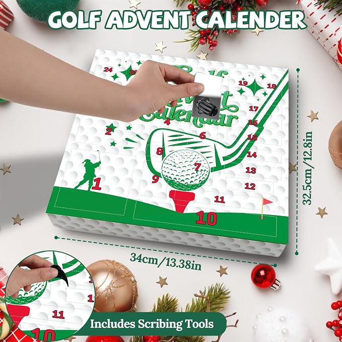 2025 Golf Advent Calendar for Adults,24 Days of Christmas Countdown Golf Advent Calendar,Xmas Party Favors for Golfer Lover Beginner Dad Boyfriend Husband