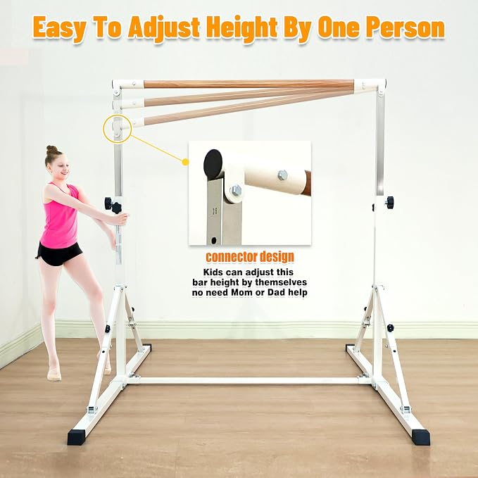 MARFULA 4FT/5FT Gymnastic Bar Set Gymnastics Kip Bar with 5 Ft Length 4Ft Inner Width 5ft Adjust Height Gymnastics Training Bar Equipment for Kids Professional Training Home and Club Use