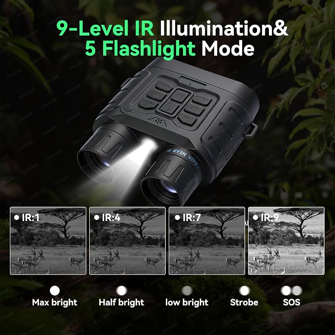 Night Vision Goggles for Adults Hunting, 4K Infrared Night Vision Binoculars,Digital Night Vision Device with 5200mAh Battery 12X Zoom and 32GB TF Card, Hunting Gear Camping Gifts for Men