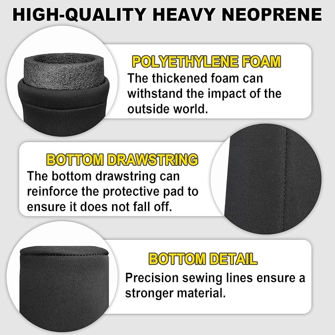 Pair of Boat Trailer Guide Pole Pad and Cover Heavy Duty Canvas Boat Trailer Capped Guide Pole Pad Cover- Black