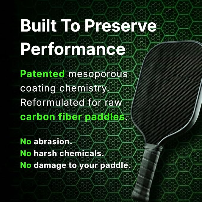 SPINX Carbon Fiber Pickleball Paddle Cleaner Spray — Coat + Clean Kit — Patented Mesoporous Surface Technology Preserves Grit & Spin, Non-Abrasive Alternative to Paddle Erasers, Lab Tested, 100mL | Low-VOC, Alcohol-free