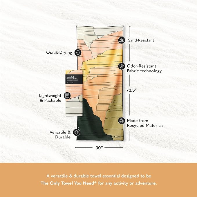 Nomadix Original Towel - National Parks- Perfect for Beach, Pool, Travel, Camping, Yoga - Made with Recycled Materials - Super Absorbent - Sand Resistant