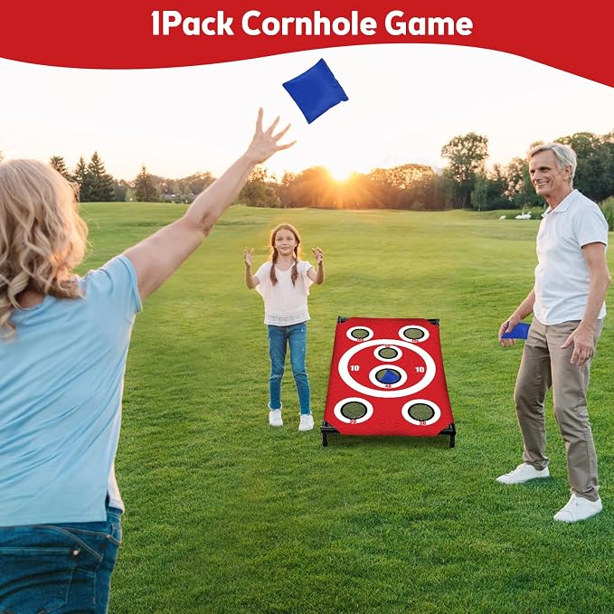 NZQXJXZ Cornhole Board Set with 8 Bean Bags 3x2 Ft Corn Hole Games Portable Cornhole Set for Indoor and Outdoor Ideal for Kids, Adults, Camping,Travel,Beach, Yard