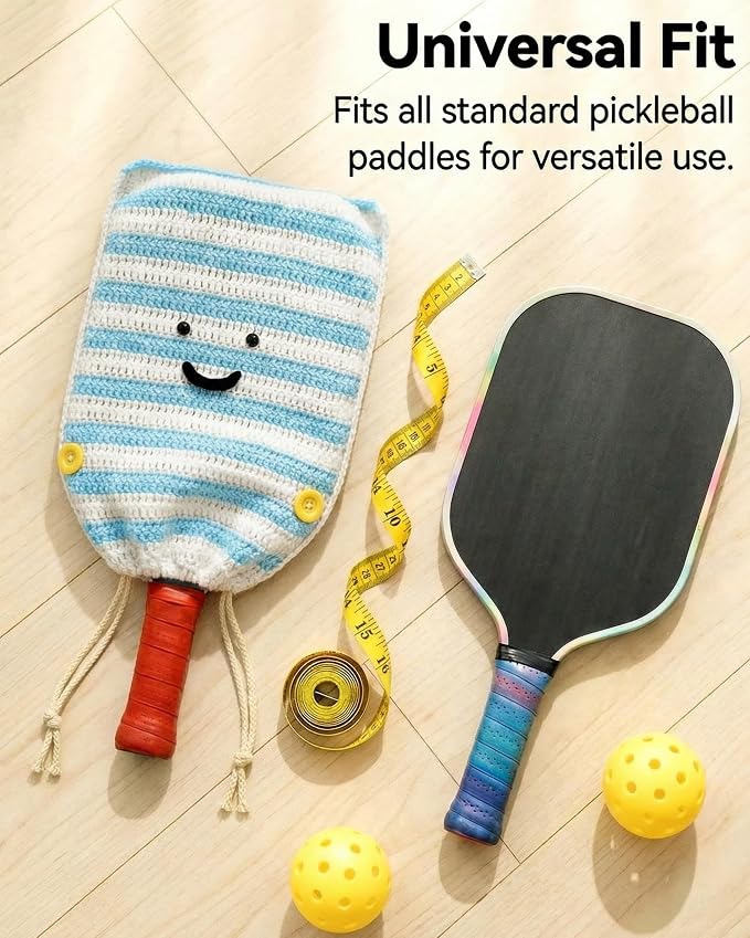Crochet Pickleball Paddle Cover Gift - Handmade Case for Women&Men - Cute Accessories with Prensent Bag - Ready to Wrap for Players, Friends & Family, Thoughtful Holiday Crochet Set