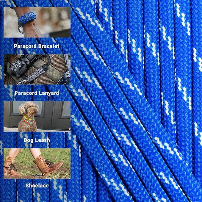 WEREWOLVES 550 Paracord Kits 100ft Each Color - 5 Colors Parachute Cord Combo 7 Strand Type III Parachute Cord 4mm for Crafting, Dog Collar, Survival Bracelets