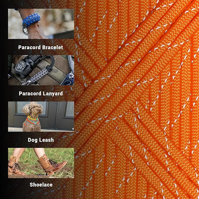 WEREWOLVES 550 Paracord Kits 100ft Each Color - 5 Colors Parachute Cord Combo 7 Strand Type III Parachute Cord 4mm for Crafting, Dog Collar, Survival Bracelets