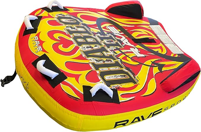 RAVE Sports Diablo II Boat Towable Tube - Inflatable Boating Tube for 1-2 Riders - Heavy-Duty Water Tube for Boats to Pull - Water Sports Towable with Quick Connector