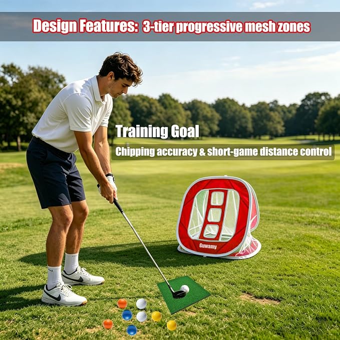 3-in-1 Pop Up Golf Chipping Net – Precision & Distance Trainer, Easy Indoor/Outdoor Setup – Ideal Gift
