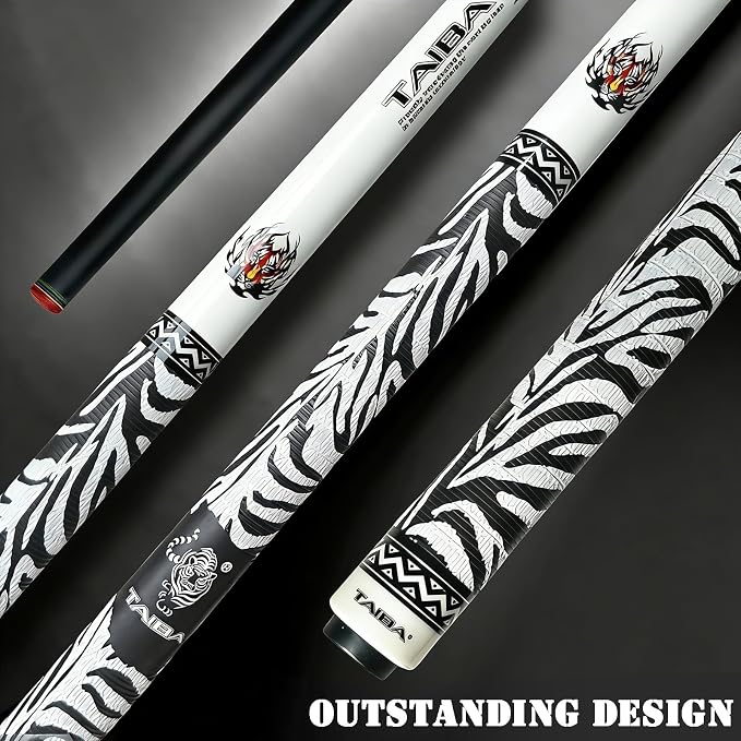 Tai ba cues 2-Piece Pool Stick Linen Wrap, 13mm Multilayer Leather Tip, 58", Hardwood Canadian Maple Professional Billiard Pool Cue Stick 18, 19, 20, 21 Oz (Selectable)