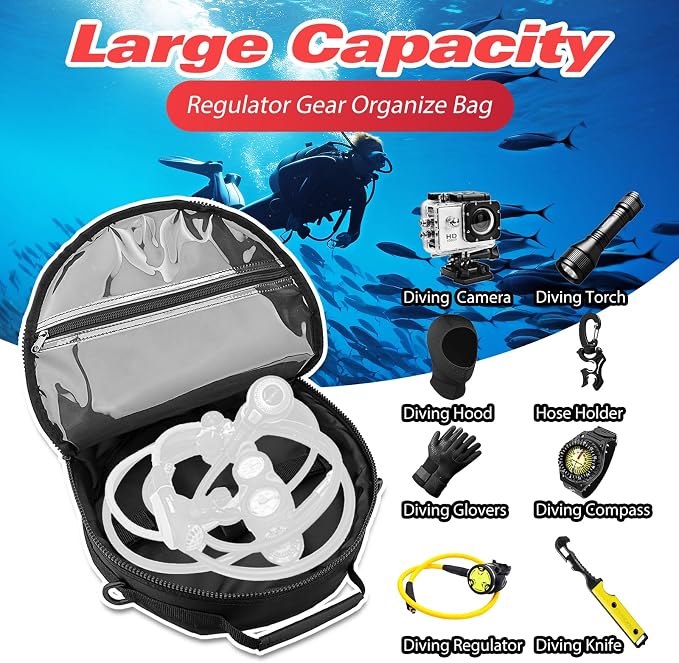 Portable Scuba Regulator Bag, Professional Diving Travel Bags Protective Gear Carry Handbag with Adjustable Shoulder Strap for Divers