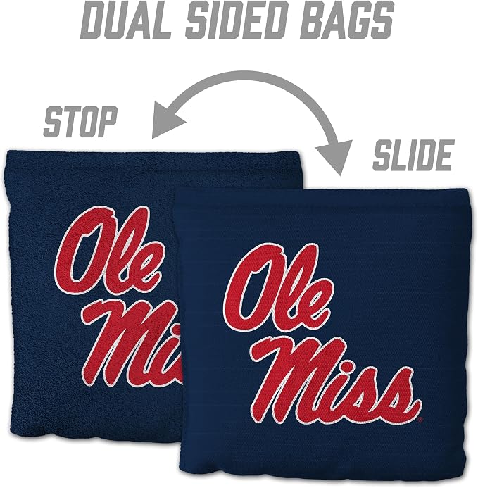 YouTheFan Officially-Licensed NCAA Set of 8 Cornhole Bags - All Weather Dual Sided Slide & Stop - Regulation Size with Carry case