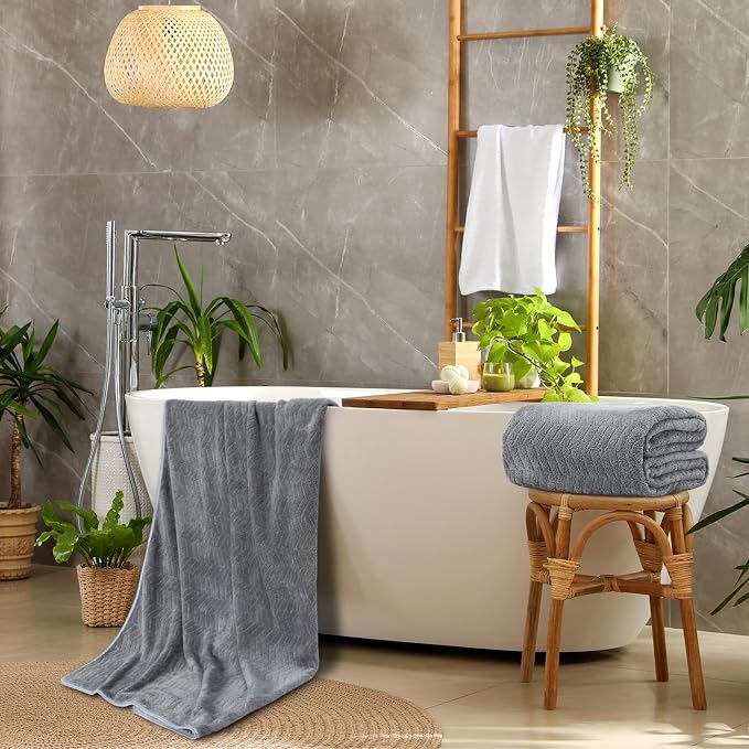 SmoothNovelty 2 Pack Bath Sheets 40 x 80 Inch Oversized Jumbo Extra Large Towels Quick Dry Coral Fleece Absorbent Soft Lightweight XL Shower Towels for Home Gym Travel Beach Spa Pool Hotel (Gray)
