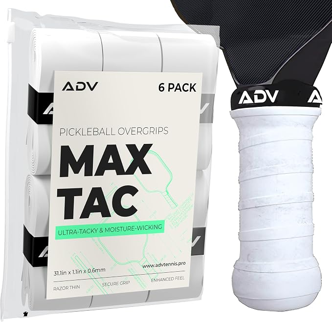 ADV MaxTac Tacky Pickleball Grip Tape - 3, 6, 12-Pack - Extremely Sticky Non-Slip Pickleball Overgrip - Razor-Thin & Easy to Use Pro Pickleball Paddle Grip Tape