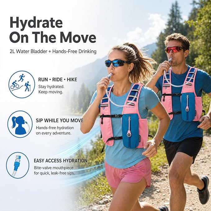 Cooling Vest for Men Women, Hydration Vest for Running Hiking | 2L Water Bladder，3 Cold Source