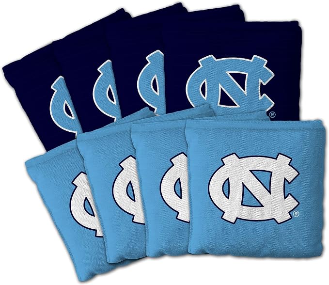 YouTheFan Officially-Licensed NCAA Set of 8 Cornhole Bags - All Weather Dual Sided Slide & Stop - Regulation Size with Carry case