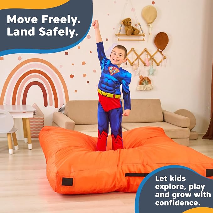 SaferBounce Crash Pad for Kids Sensory | Big 5Ft x 5Ft, 3Ft x 4Ft Or 3Ft x 3Ft | Autism Sensory Crash Mat for Jumping Play | Crashpad | Soft Foam Landing Pad | Giant Mat Pillow | Climbing, Gymnastics