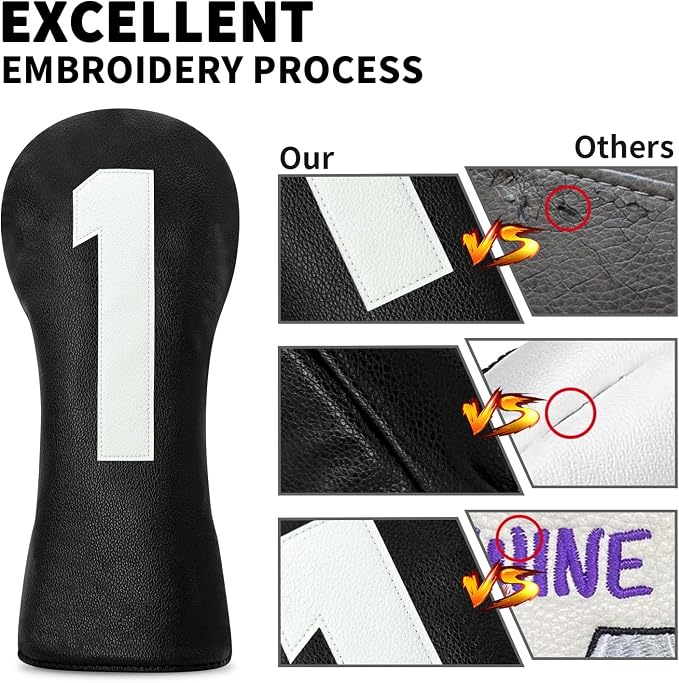 Premium Golf Head Covers - Golf Driver Head Covers, Protects Against Scratches and Damage, Specifically Designed for Fairway Woods.