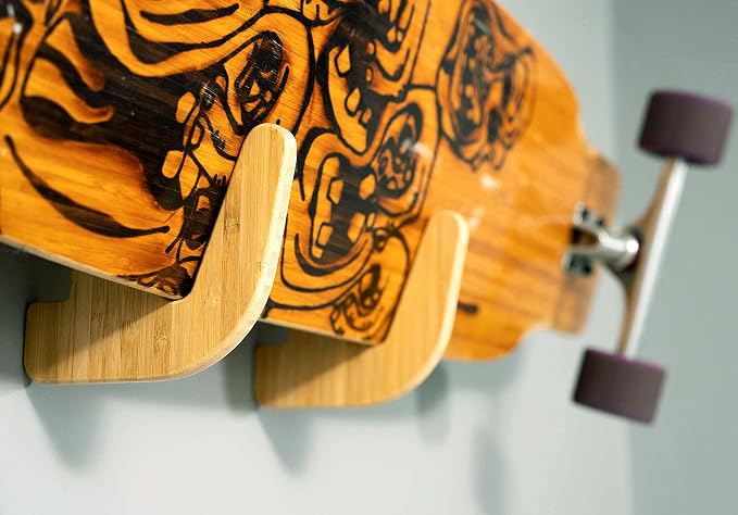 Grassracks Bamboo or Birch Wood Skateboard and Snowboard Storage Rack for Decks Only (No Trucks or Bindings) - The Lana`I Series (Between 1-5 Decks)