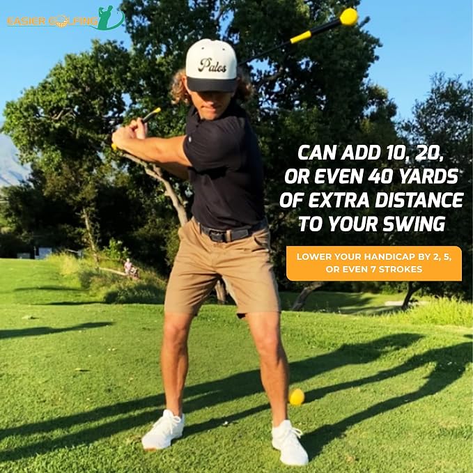 Easier Golfing PowerFlex Golf Swing Trainer - Golf Whip Weighted Swing Aid Improves Distance, Speed & Consistency, Golf Training Stick, Warm Up Swing Stick for Tempo and Swing Plane