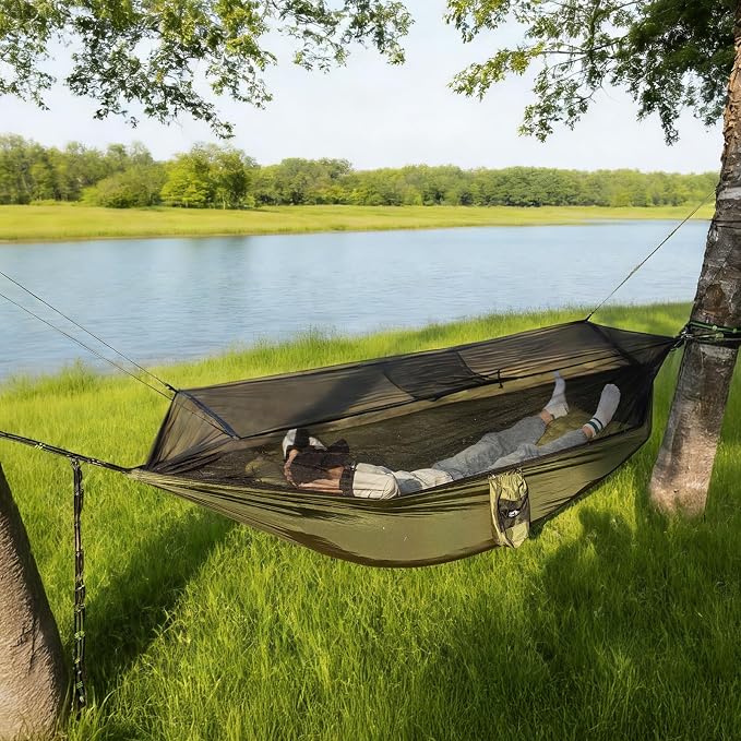 Night Cat Hammock with Mosquito Net: Portable Camping Hammock with Tree Straps Lightweight for Adults Outdoor Backpacking