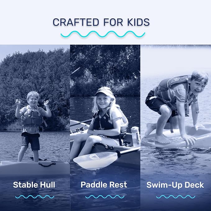 Evrwild Kids 6.5ft Kayak with Paddle, Lightweight Premium & Stable, 3-Level Footrest, Sit On Top for Youth to Teen Up to 130lbs