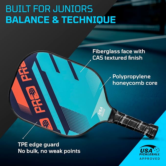 PicklePro Pickleball Paddles with Cover – Lightweight Fiberglass Pickleball Paddle for Kids, Youth & Beginners, Cushioned Grip, 13mm Honeycomb Core, Indoor & Outdoor Racket, USAP Approved
