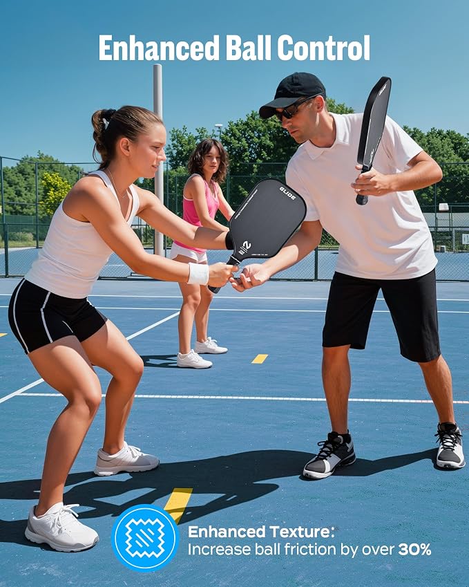 niupipo Pickleball Paddles Set of 2/4/1, USAPA Approved Carbon Fiber & Fiberglass Hybrid, Easy Power, Polypropylene Honeycomb Core, Cushioned 4.72" Grip, Bag/Cover, Pickleball Paddle Set for Men Women