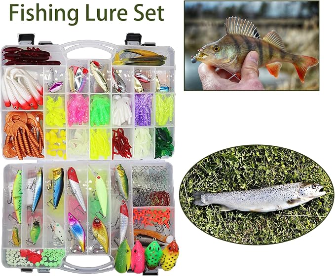 Fishing Lures Kit for Fresh Water Fishing Tackle Set Tackle Box Organizer Top Water Bass Fishing Lures Including Soft Plastic Worms Crankbait Jigs Fishing Hooks