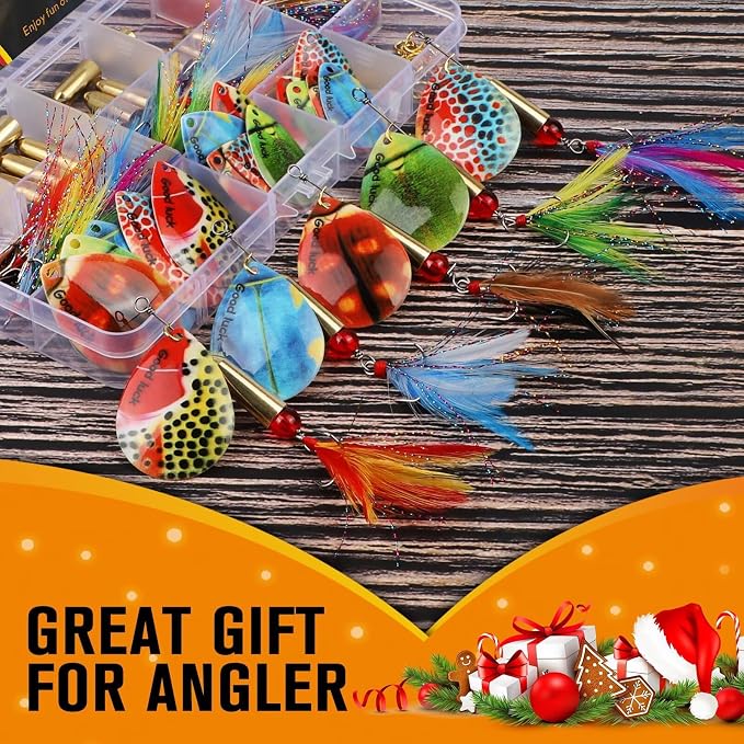 Dovesun Fishing Lure Making Kit DIY Spinner Making Kit, Inline Spinner Baits for Bass Fishing Trout Salmon Freshwater Gift for Men 228pcs/155pcs/107pcs