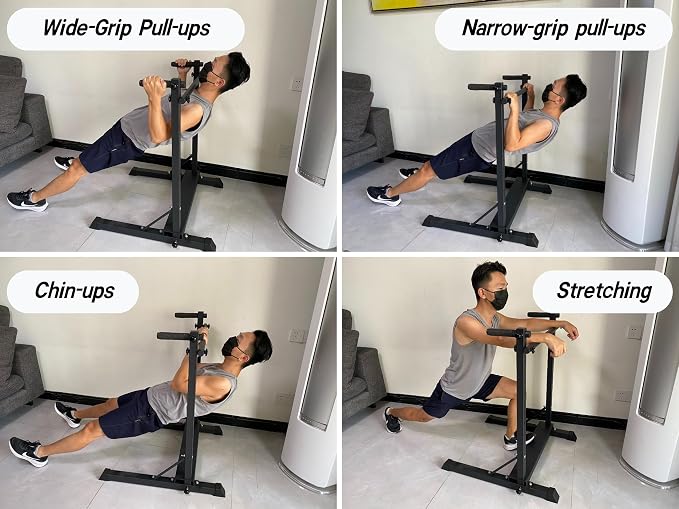 3-in-1 Dip Station, Bulgarian Split Squat & Calf Raise Stand with Heavy Duty Steel Frame | Home Gym Full Body Training Equipment