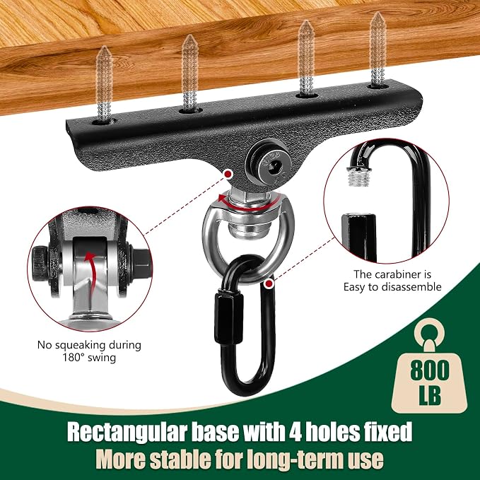 Heavy Punching Bag Hanger | Wall/Ceiling Mount Hook with 180° / 360° Rotation | Wood Beam Holder for Boxing, Weight Training, Aerial Yoga Swing & Hammock