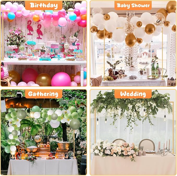 ParseBio Over The Table Rod Stand with Clamps Adjustable 31"-110'' Length 31"-64" Height Gold Table Balloon Arch Stand with Storage Bag, For Valentines Day Party Wedding Anniversary Decoration