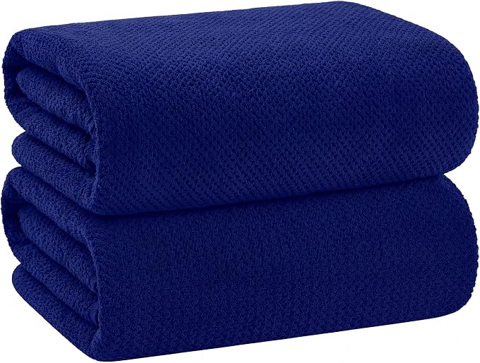 Bath Sheets 40x80 Inches 2-Piece, Extra Large Bath Towels, Soft Absorbent Quick Dry, Microfiber Towels for Bathroom Beach Pool Gym Spa, Navy Blue