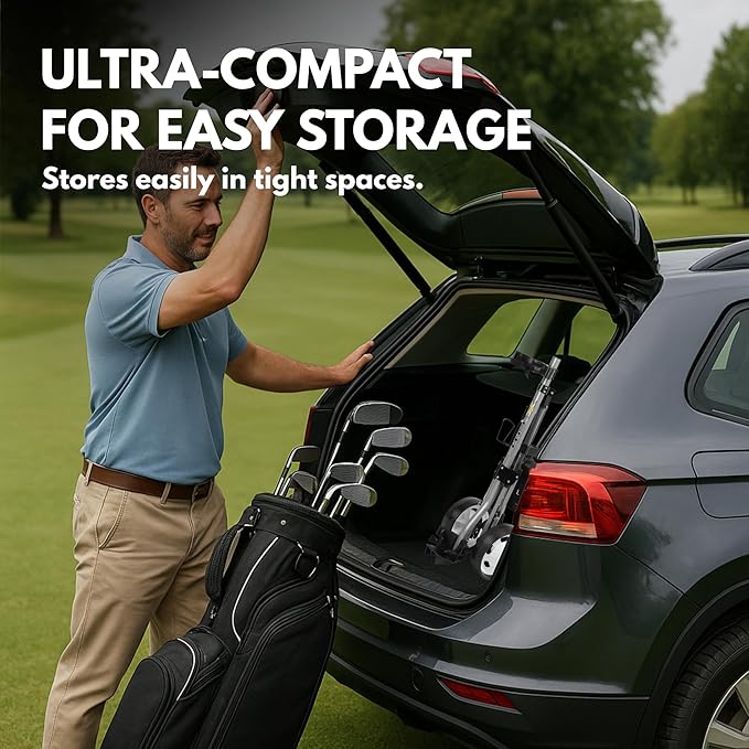 Precise X-Lite 2-Wheel Golf Push Cart – Ultra-Lightweight & Compact Folding Golf Trolley, Ergonomic Handle, Smooth-Rolling Wheels, Built-in Scorecard & Ball Holder