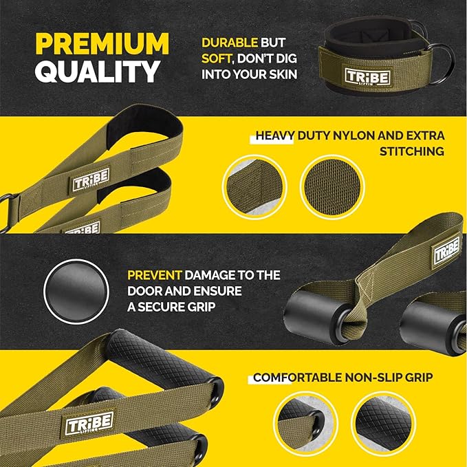 Tube Resistance Bands for Working Out Men and Women - 180lb Exercise Bands Set with Handles, Resistance Band Bar, Ankle Straps, Foot Straps, Door Anchor for Home Gym Strength