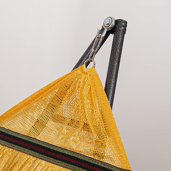 Best Home Fashion Portable Hammock with Collapsible Steel Stand, 600 lbs Capacity, No Tools Assembly, Carrying Bag Included, Perfect for Indoor Outdoor Backyard Patio Camping Beach, 2 Person, Yellow