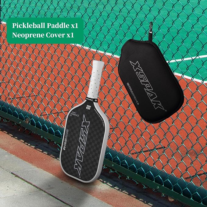 12K Carbon Fiber Pickleball Paddles, USAPA Polypropylene Honeycomb Paddle with Cushion Comfort Grip, SPIN2.0 World Champion Surface Technology Options Pickleball Racket