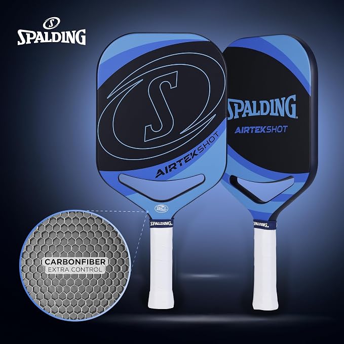Spalding - Airtek Shot Pickleball Paddle, Airflow Carbon Fiber Face, Lightweight High-Performance Paddle for Power and Control, Durable Comfort Grip, Professional Pickleball Racket