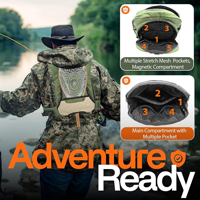 Whitewater Fly Fishing Chest Pack - Versatile Chest Bag for Fishing with Magnetic Front Pocket, Multiple Storage Compartments, and Adjustable Straps - Fly Fishing Backpack and Chest Tackle Bag