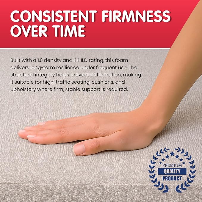 FOAMYFOAM 4Pack of High Density 6 inch Thick, 18 inch Wide, 18 inch Long Upholstery Foam, Cushion Replacement