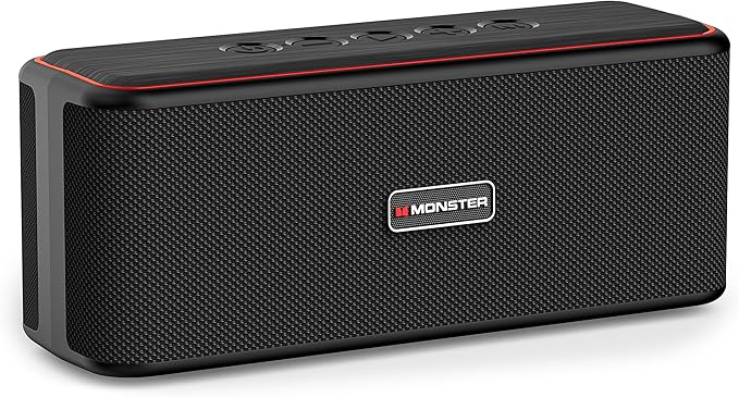Monster Shock Plus Bluetooth Speaker,Portable Speaker with 40W Loud Stereo Sound,Bluetooth 6.0,TWS Pairing, 20H Playtime, Support AUX/TF Card, IPX6 Waterproof Wireless Speakers for Travel,Home,Outdoor