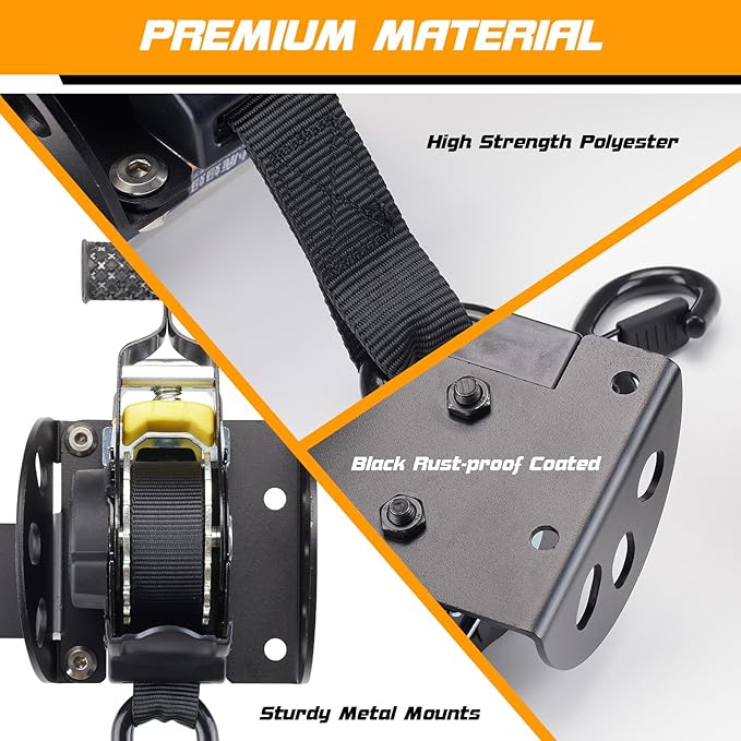 Hifybaty Retractable Ratchet Straps Compatible with 2022-2025 Ford Maverick Retracting Straps Auto Retract Securing Strap Tie Down System for 2024 Maverick Truck Bed Accessories