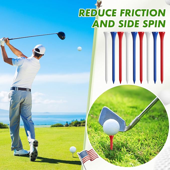 Mudder 2000 Pcs Bamboo Golf Tees Bulk Professional Golf Tees Reduce Friction Side Spin for Club Men Women Kids Accessories